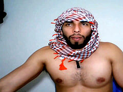 red-hot Arab bear wanks off and shoots