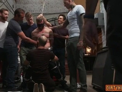 Watch this muscular hunk take a cumshot after getting bound and facialized