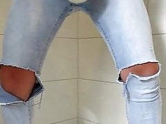 Piss and jerk-off in my tight skinny jeans and Nike AFOS