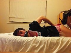 Sissymaid selfbondage with penis gag and dildo