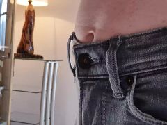 New bulge in tight jeans home walkabout