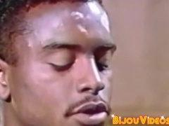 Vintage black studs cum hard after bareback pounding