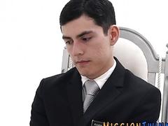 Aroused mormon gets tug