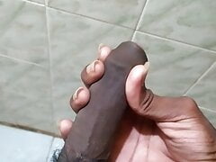Masturbation of big cock and cum out in ass and pussy