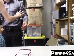 Sweet teen shoplifter stripped and banged by horny gay guard