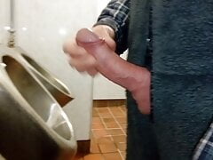 Public Cruising Urinals, Hard Cock Cumming in Onesie Rockard Daddy