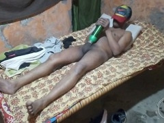 Shameless boy gets naughty with a bottle - naked masculine model Desoboy110 in hot adult porn