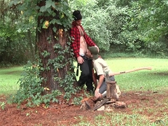 Jimmy Fanz Is Cutting Woods Then Zac Stevens Shows Up To Get His Wood In His Asshole