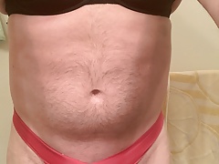 Stroking in step daughters bra and thong