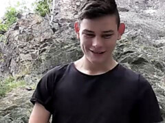 Bubble butt Czech twink receives a HUGE load all over his ass