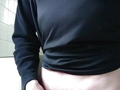 Public restroom wank and cumshot