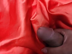 Ejaculation on the bride's red cap