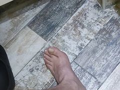 Chubby daddy relaxing jerking uncut cock watching porn