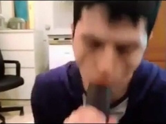 dude enjoys sucking a big black cock