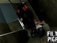 Pissing orgy in the backroom hall with some horny guys