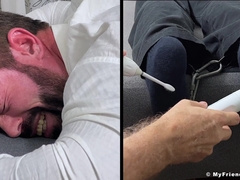 Tatted cub Joey cannot run away getting his size 12 soles kittled