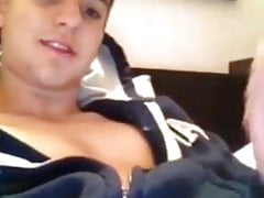 Twink cums on chest