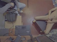 Voyeur catches big dick gay action with the repair guy and his straight best friend