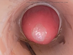 The Camera in the Deep Beaver Records a XXL Orgasm of Pearl juice Into the Protection