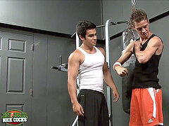 seductive homosexual jocks nailing in the gym