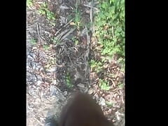 Black man masturbate in public park