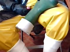 Folded wellies.
