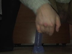 My first Sissygasm (Riding huge dildo)
