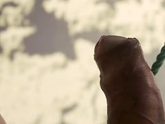 Sensual and playful bondage with a massive load