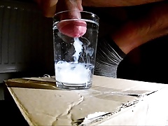 Shooting cum in a glass of water