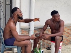 We make him pay for his introduction with an outdoor threesome