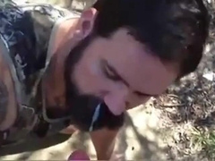 Bearded Daddy Gives Facial in the Woods