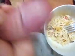 Hj & Jizz Flow On Pasta Plate And Slurping It