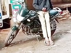 Indian man pumping upr penis in open street