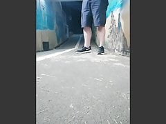 Jerking off in tunnel
