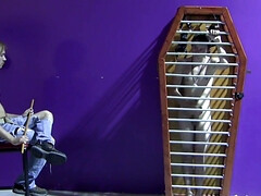 Caged boy wants his master to set him free and fuck him