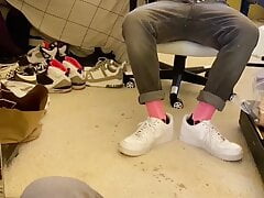 Jerk off in pink socks