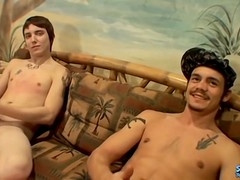 Steamy masturbation session with muscular hunks getting off