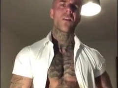 Sexy Tatted Stud Jerks Off Big Cock & Cums 7