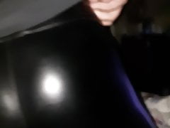 Ass in leather legging