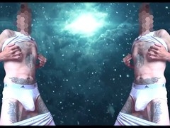 Excitable hands-free man gives himself a spectacular cum show