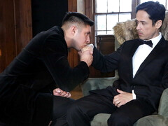 Horny men take off their tuxedos and get hard at it