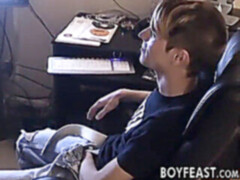 slender young studs watch porn and play with their hard sausages