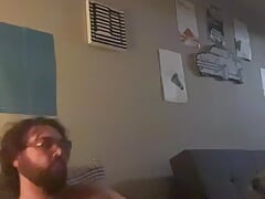 hairy bear cub cums on belly fur