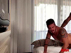 Ebony with massive boner bare hammers his man rear end style