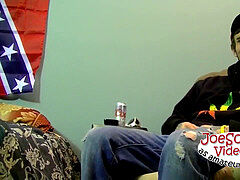 naughty Karma tugging off his spunk-pump before it erupts with cum