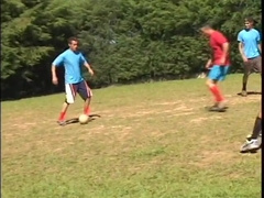 3 warm folks get kinky after a football game and plow outdoors