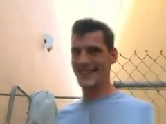 White guy give black ass anal after blowjob in public