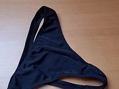 Huge load on my wife Black Thong