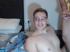 Gay huge cumshot, gay cum, cum on tits