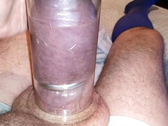 Pumping with metal cockring at my cock